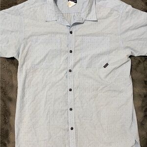 Patagonia Mens No Bother Shirt XXL Light Blue Print Organic Cotton Blend